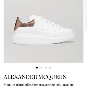 ALEXANDER MCQUEEN Metallic-trimmed leather exaggerated-sole sneakers, worn once